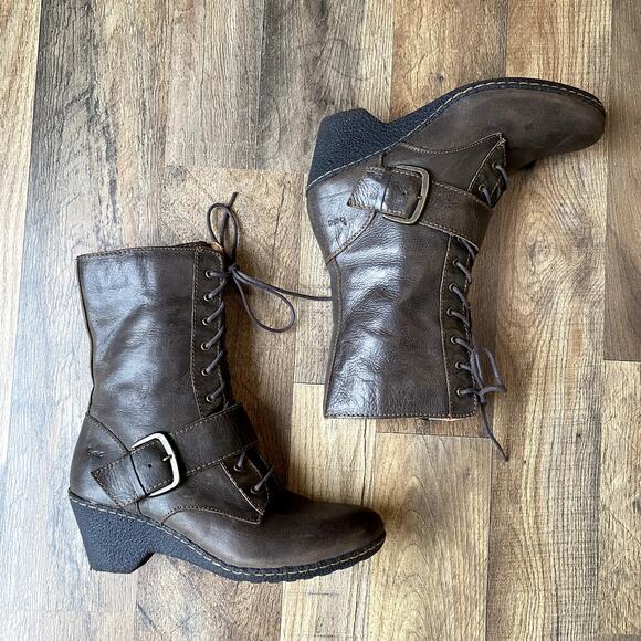 BOC Born Concept Women's Brown Lace Up Buckle Goblincore Boots 8.5 - Picture 13 of 14